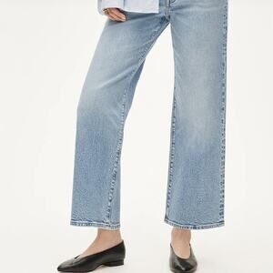 JCrew '96 Slim Wide Jeans Women 32 Medium Wash High Rise Crop Wide Leg Denim